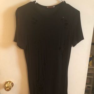 Black distressed t shirt dress